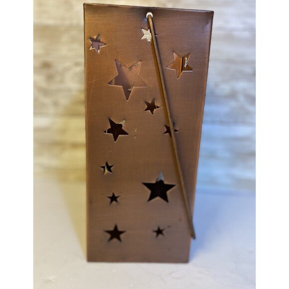 Rustic Stars Metal Lantern Luminary For 12” Tall Fits 3” Diameter Pillar Candle - Picture 2 of 14